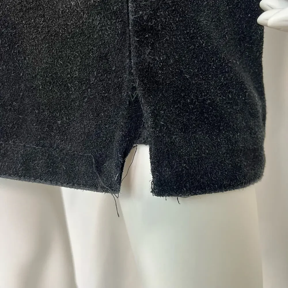 Vintage Mona Mode Black Leather Suede Skirt Small